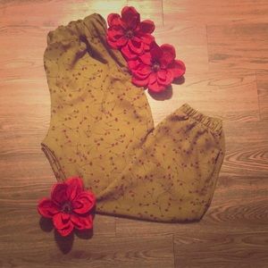 Mustard yellow  floral joggers